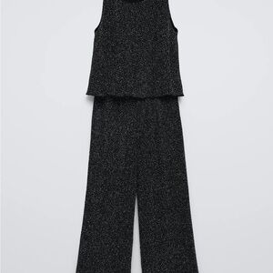 Zara Black and White Speckled Jumpsuit